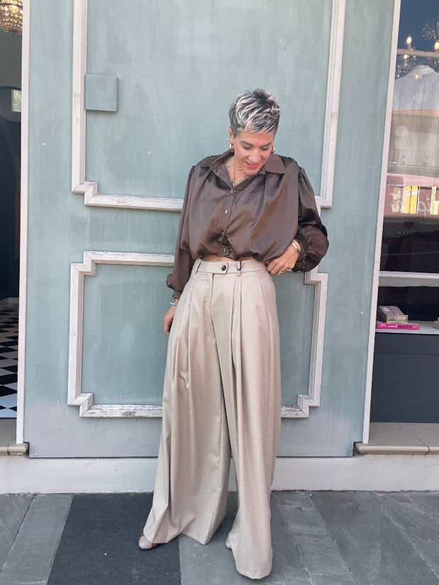 PANTALONE A VITA ALTA SABBIA