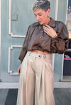CAMICIA CROP MARRONE