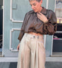 CAMICIA CROP MARRONE