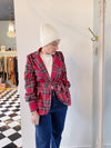 Blazer tartan con fiocco