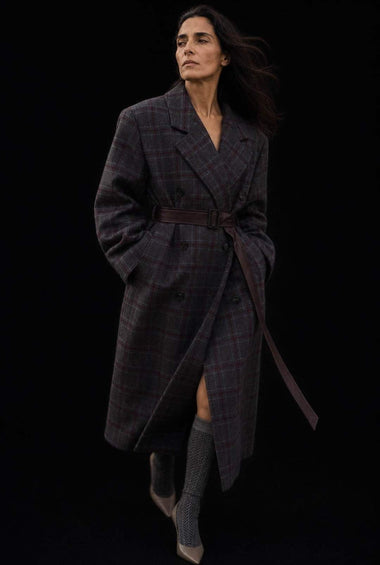 CAPPOTTO QUADRI GRIGIO & BORDEAUX
