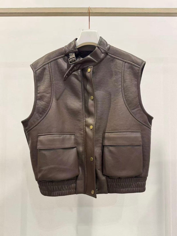 BOMBER SMANICATO CON ECO PELLICCIA