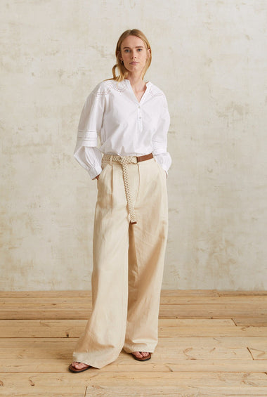 Pantaloni Ecrù Lino - Yerse Barcellona