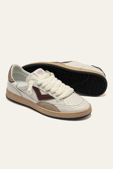 4B12 PLAYNEW IN PELLE BIANCA E BORDEAUX