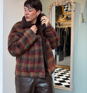 CAPPOTTINO A QUADRI CON ECO PELLICCIA