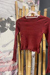 Maglia crop coste bordeaux