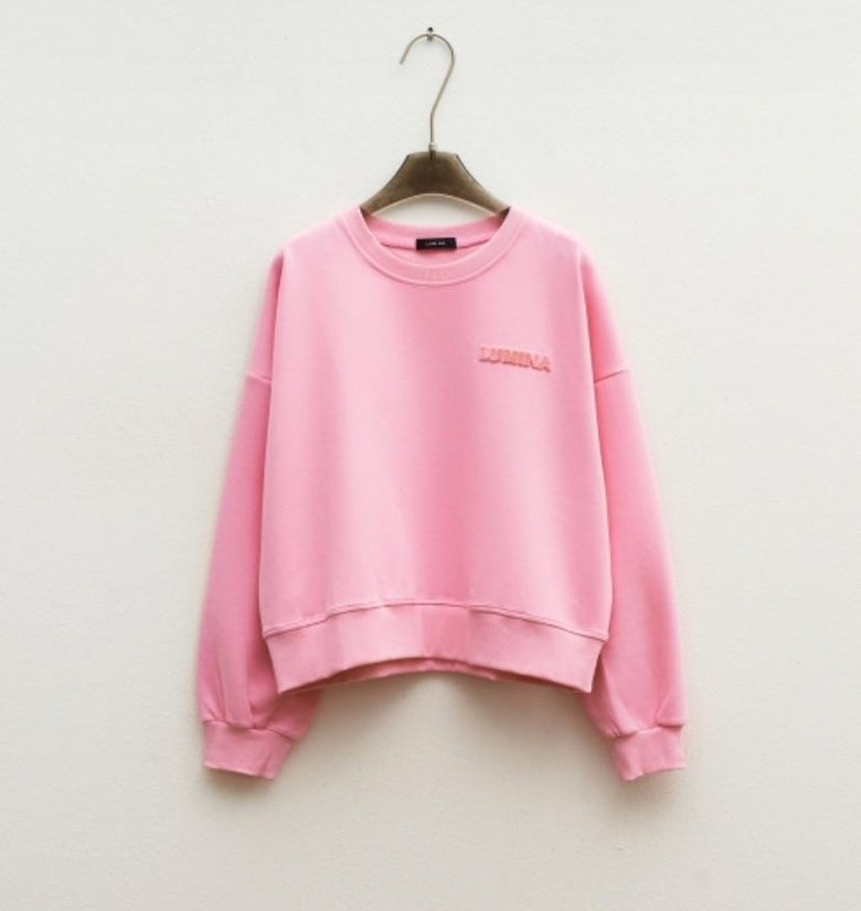 Felpa Oversize Rosa con Logo in rialzo