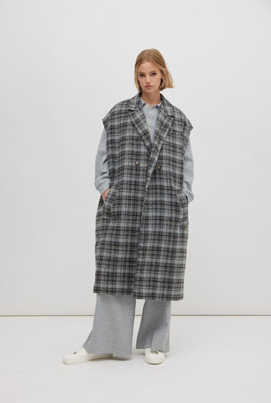 MAXI CAPPOTTO SMANICATO GRIGIO