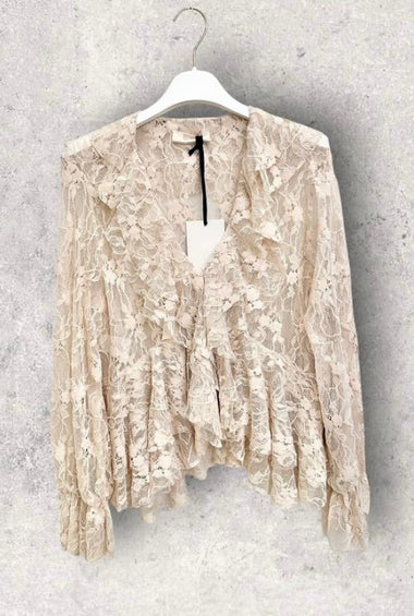 BLUSA IN PIZZO PANNA