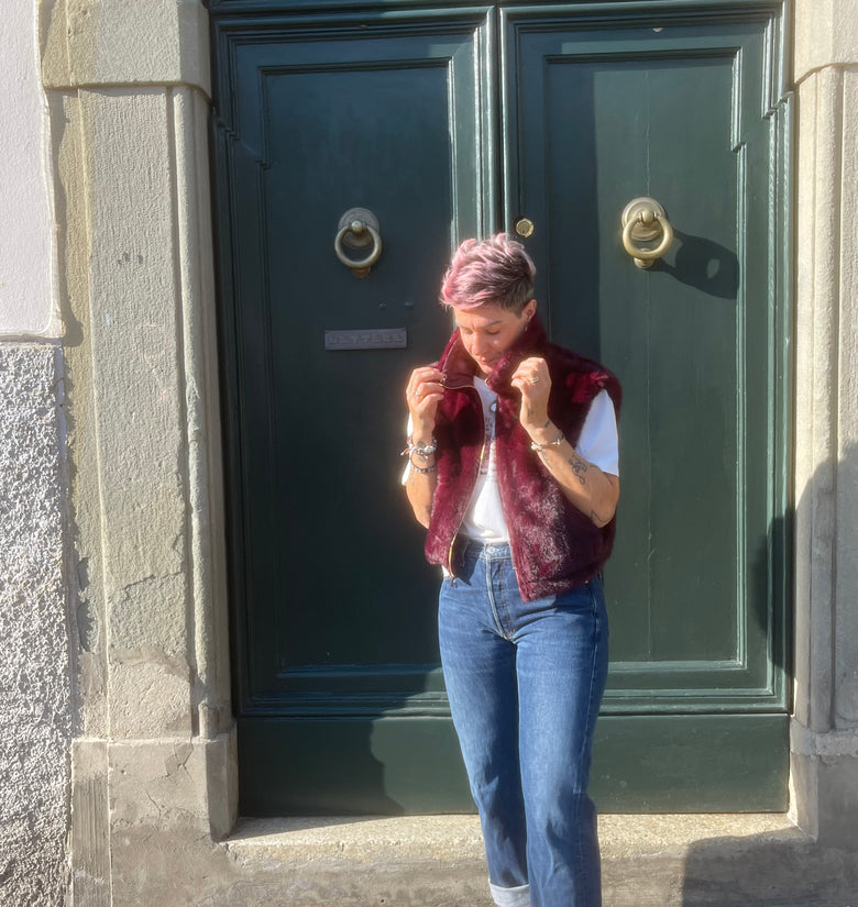 GILET ECO PELLICCIA BORDEAUX