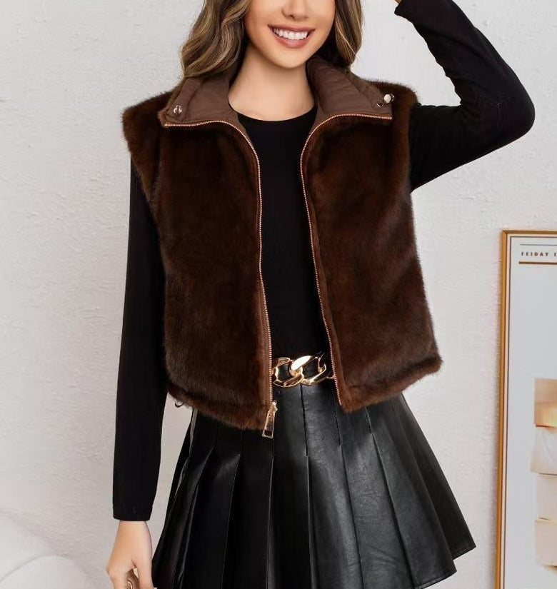 GILET ECO PELLICCIA VISONE
