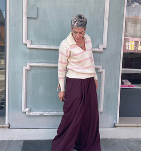 PANTALONE VITA ALTA BORDEAUX