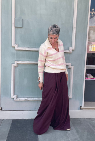 PANTALONE VITA ALTA BORDEAUX