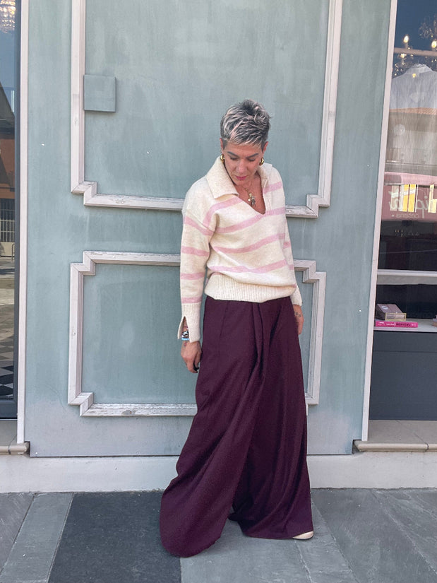 PANTALONE VITA ALTA BORDEAUX