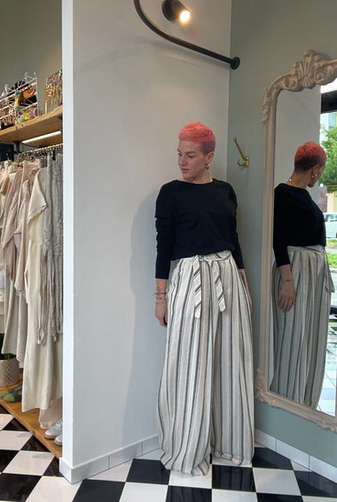 Pantalone fluido misto lino