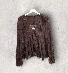 BLUSA IN PIZZO CIOCCOLATO