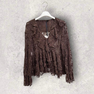 BLUSA IN PIZZO CIOCCOLATO