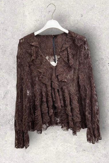 BLUSA IN PIZZO CIOCCOLATO