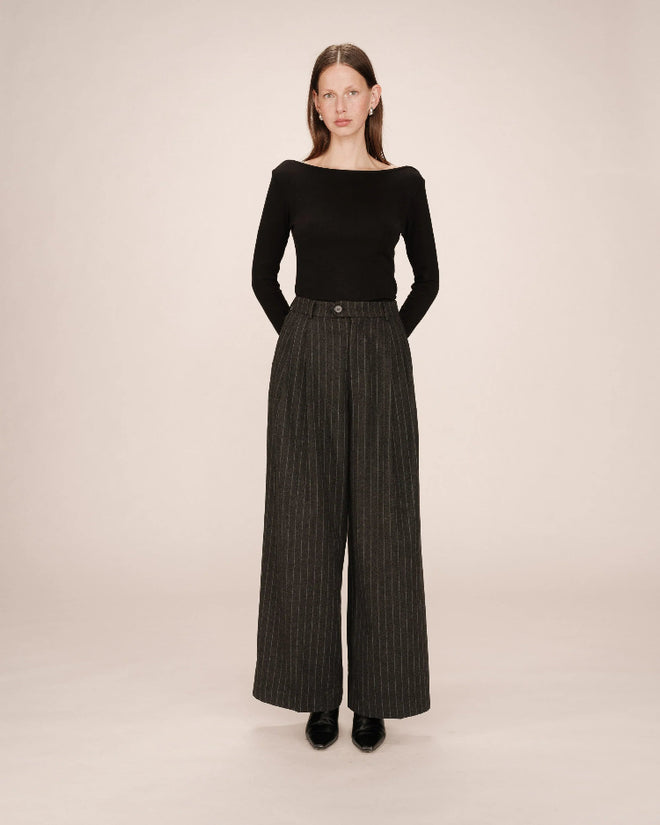 PANTALONE SARTORIALE GESSATO ANTRACITE