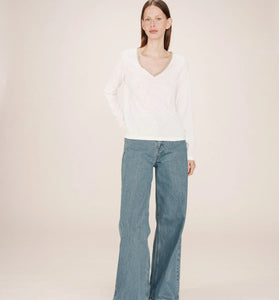 TOP MANICA LUNGHE AVORIO