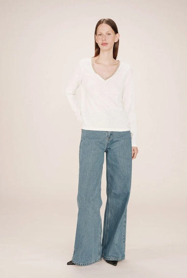 TOP MANICA LUNGHE AVORIO