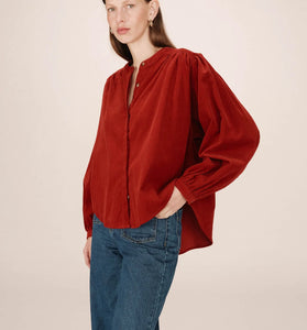 BLUSA OVERSIZE IN VELLUTO TERRA COTTA