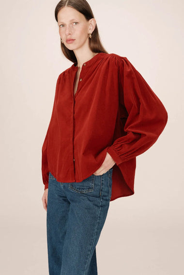 BLUSA OVERSIZE IN VELLUTO TERRA COTTA