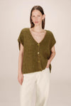 CARDIGAN SMANICATO OLIVA