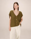 CARDIGAN SMANICATO OLIVA