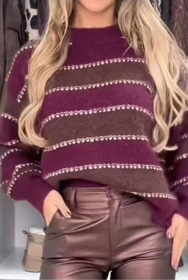 MAGLIONE MARRONE E BORDEAUX