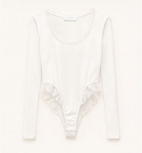 BODY IN COTONE CON PIZZO