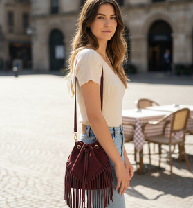 BORSA IN PELLE CON LE FRANGE
