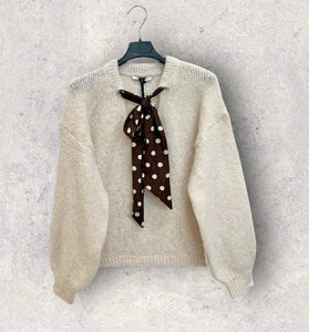 PULLOVER PANNA CON LACCIO