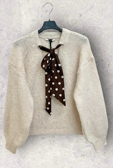 PULLOVER PANNA CON LACCIO