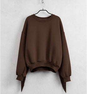 FELPA FRANGE MARRONE