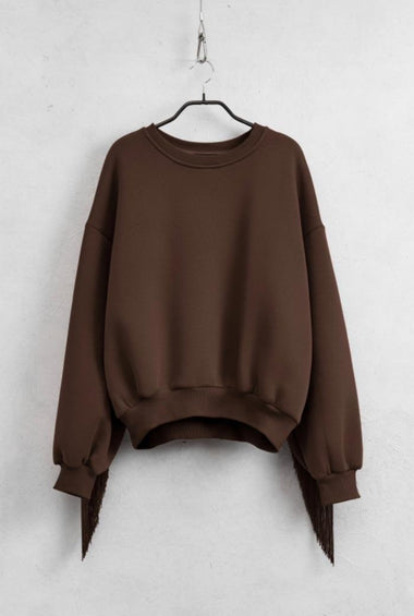FELPA FRANGE MARRONE