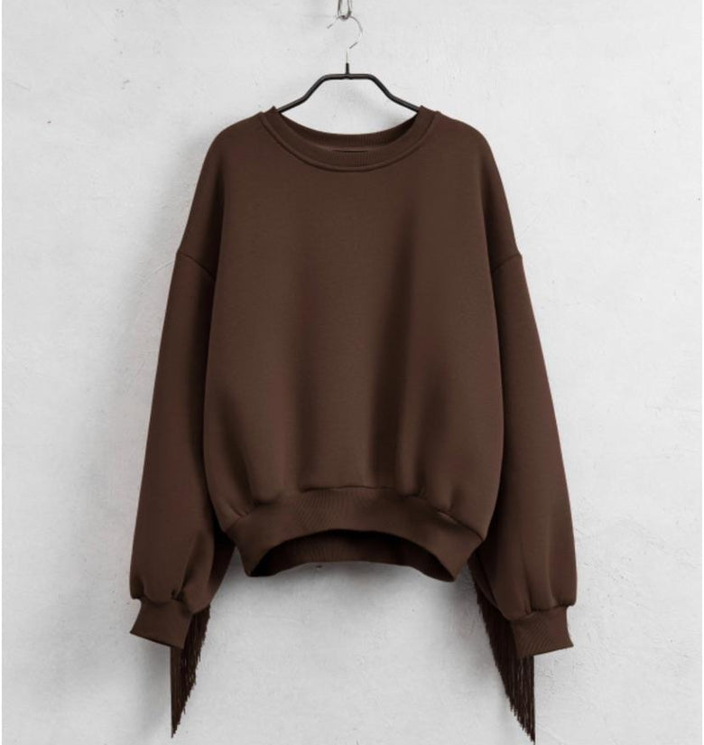 FELPA FRANGE MARRONE
