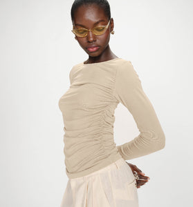 MAGLIA BASICA DRAPPEGGIATA SABBIA