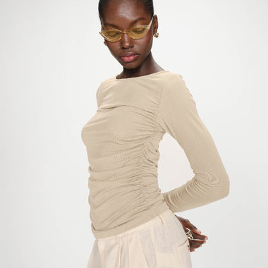 MAGLIA BASICA DRAPPEGGIATA SABBIA