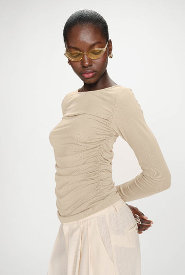 MAGLIA BASICA DRAPPEGGIATA SABBIA