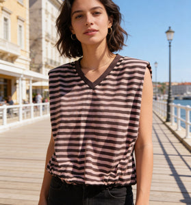 GILET AGATA ROSA & MARRONE