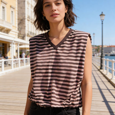 GILET AGATA ROSA & MARRONE