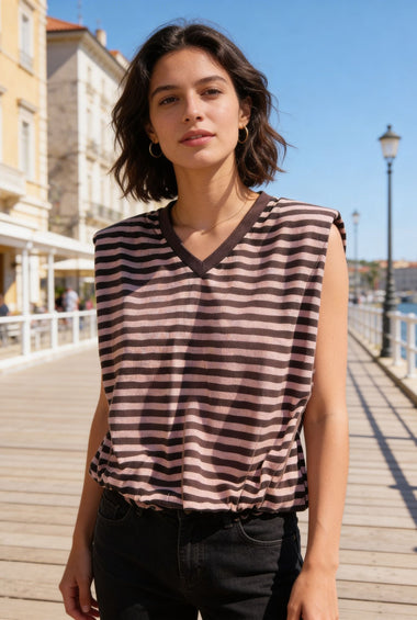 GILET AGATA ROSA & MARRONE