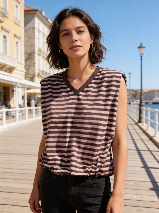 GILET AGATA ROSA & MARRONE