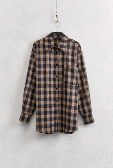 CAMICIA A QUADRI MARRONE