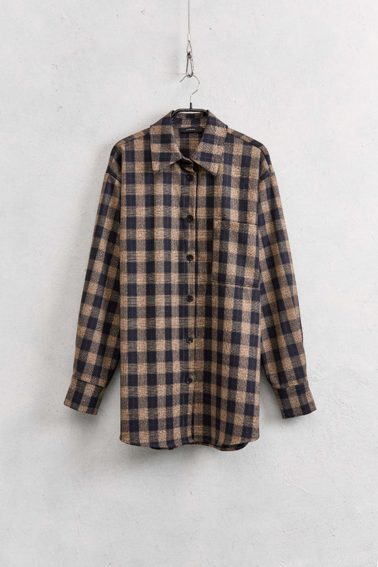 CAMICIA A QUADRI MARRONE