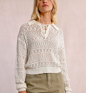 Maglia traforata panna