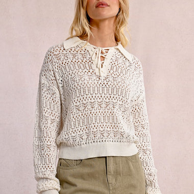 Maglia traforata panna