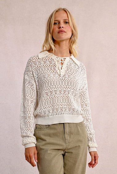 Maglia traforata panna