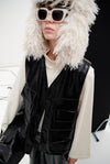 GILET IN ECOPELLE COMBINATO A CONTRASTO